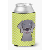 Checkerboard Lime Green Weimaraner Can Or Bottle Hugger Bb1293Cc