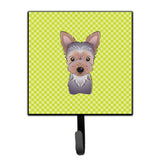 Caroline'S Treasures Bb1294Sh4 Checkerboard Lime Green Yorkie Puppy Leash Or Key Holder, Small, Multicolor