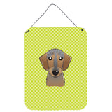 Caroline'S Treasures Checkerboard Lime Green Wirehaired Dachshund Wall Or Door Hanging Prints, 16 X 12