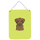Caroline'S Treasures Checkerboard Lime Green Chocolate Labrador Wall Or Door Hanging Prints, 16 X 12