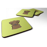 Caroline'S Treasures Bb1296Fc Checkerboard Lime Green Chocolate Labrador Foam Coaster (Set Of 4), 3.5 H X 3.5 W, Multi