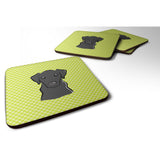 Caroline'S Treasures Bb1297Fc Checkerboard Lime Green Black Labrador Foam Coaster (Set Of 4), 3.5 H X 3.5 W, Multicolo