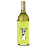 Checkerboard Lime Green Italian Greyhound Wine Bottle Beverage Insulator Hugger Bb1298Literk