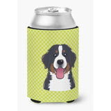 Checkerboard Lime Green Bernese Mountain Dog Can Or Bottle Hugger Bb1299Cc