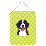 Caroline'S Treasures Checkerboard Lime Green Bernese Mountain Dog Wall Or Door Hanging Prints, 16 X 12