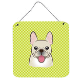 Caroline'S Treasures Bb1300Ds66 Checkerboard Lime Green French Bulldog Wall Or Door Hanging Prints, 6 X 6
