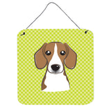 Caroline'S Treasures Checkerboard Lime Green Beagle Wall Or Door Hanging Prints, 6 X 6