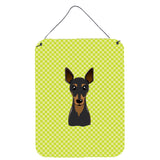 Caroline'S Treasures Checkerboard Lime Green Min Pin Wall Or Door Hanging Prints, 16 X 12