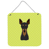 Caroline'S Treasures Checkerboard Lime Green Min Pin Wall Or Door Hanging Prints, 6 X 6