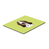 Caroline'S Treasures Checkerboard Lime Green Basset Hound Mouse Pad/Hot Pad/Trivet (Bb1305Mp)
