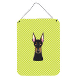 Caroline'S Treasures Checkerboard Lime Green Doberman Wall Or Door Hanging Prints, 16 X 12