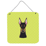 Caroline'S Treasures Checkerboard Lime Green Doberman Wall Or Door Hanging Prints, 6 X 6