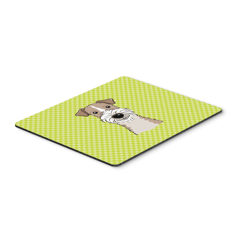 Caroline'S Treasures Checkerboard Lime Green Wire Haired Fox Terrier Mouse Pad/Hot Pad/Trivet (Bb1309Mp)