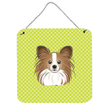 Caroline'S Treasures Checkerboard Lime Green Papillon Wall Or Door Hanging Prints, 6 X 6