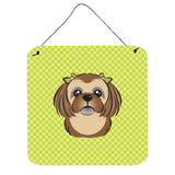Caroline'S Treasures Lime Green Chocolate Brown Shih Tzu Aluminium Metal Wall Or Door Hanging Prints, 6 X 6