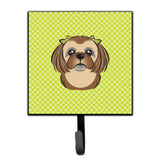 Caroline'S Treasures Bb1311Sh4 Checkerboard Lime Green Chocolate Brown Shih Tzu Leash Or Key Holder, Small, Multicolor