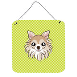 Caroline'S Treasures Checkerboard Lime Green Chihuahua Wall Or Door Hanging Prints, 6 X 6
