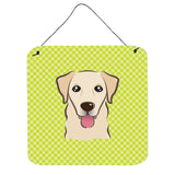 Caroline'S Treasures Bb1314Ds66 Checkerboard Lime Green Golden Retriever Wall Or Door Hanging Prints, 6 X 6