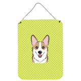 Caroline'S Treasures Bb1315Ds1216 Checkerboard Lime Green Corgi Wall Or Door Hanging Prints, 16 X 12