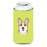 Checkerboard Lime Green Corgi Tall Boy Beverage Insulator Hugger Bb1315Tbc