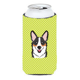 Checkerboard Lime Green Corgi Tall Boy Beverage Insulator Hugger Bb1317Tbc