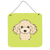 Caroline'S Treasures Checkerboard Lime Green Buff Poodle Wall Or Door Hanging Prints, 6 X 6