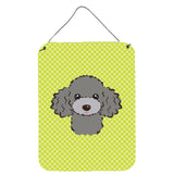 Caroline'S Treasures Checkerboard Lime Green Silver Gray Poodle Wall Or Door Hanging Prints, 16 X 12