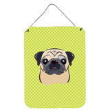 Caroline'S Treasures Checkerboard Lime Green Fawn Pug Wall Or Door Hanging Prints, 16 X 12