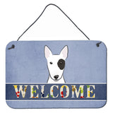 Caroline'S Treasures Bb1395Ds812 Bull Terrier Welcome Wall Or Door Hanging Prints, 8 X 12, Multicolor