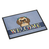 Caroline'S Treasures Bb1435Mat Chocolate Brown Shih Tzu Welcome Indoor Or Outdoor Mat, 18 X 27, Multicolor