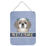 Caroline'S Treasures Bb1436Ds1216 Gray Silver Shih Tzu Welcome Wall Or Door Hanging Prints, 16 X 12, Multicolor
