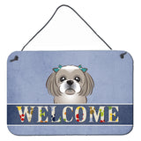 Caroline'S Treasures Bb1436Ds812 Gray Silver Shih Tzu Welcome Wall Or Door Hanging Prints, 8 X 12, Multicolor