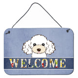 Caroline'S Treasures Bb1443Ds812 White Poodle Welcome Wall Or Door Hanging Prints, 8 X 12, Multicolor