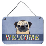 Caroline'S Treasures Bb1448Ds812 Fawn Pug Welcome Wall Or Door Hanging Prints, 8 X 12, Multicolor