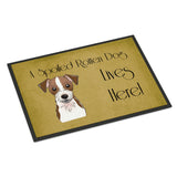 Caroline'S Treasures Bb1450Jmat Jack Russell Terrier Spoiled Dog Lives Here Indoor Or Outdoor Mat, 24 X 36, Multicolor