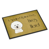 Caroline'S Treasures Bb1465Mat Bichon Frise Spoiled Dog Lives Here Indoor Or Outdoor Mat, 18 X 27, Multicolor