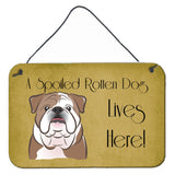 Caroline'S Treasures Bb1467Ds812 English Bulldog Spoiled Dog Lives Here Wall Or Door Hanging Prints, 8 X 12, Multicolor