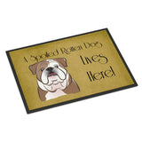 Caroline'S Treasures Bb1467Mat English Bulldog Spoiled Dog Lives Here Indoor Or Outdoor Mat, 18 X 27, Multicolor