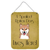 Caroline'S Treasures Bb1473Ds1216 Shiba Inu Spoiled Dog Lives Here Wall Or Door Hanging Prints, 16 X 12, Multicolor