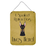 Caroline'S Treasures Bb1493Ds1216 Doberman Spoiled Dog Lives Here Wall Or Door Hanging Prints, 16 X 12, Multicolor
