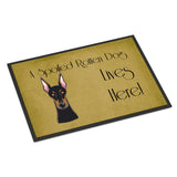 Caroline'S Treasures Bb1493Jmat Doberman Spoiled Dog Lives Here Indoor Or Outdoor Mat, 24 X 36, Multicolor