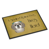 Caroline'S Treasures Bb1498Jmat Gray Silver Shih Tzu Spoiled Dog Lives Here Indoor Or Outdoor Mat, 24 X 36, Multicolor