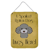 Caroline'S Treasures Bb1507Ds1216 Silver Gray Poodle Spoiled Dog Lives Here Wall Or Door Hanging Prints, 16 X 12, Multicol