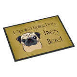 Caroline'S Treasures Bb1510Mat Fawn Pug Spoiled Dog Lives Here Indoor Or Outdoor Mat, 18 X 27, Multicolor