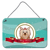 Caroline'S Treasures Yorkie Yorkshire Terrier Merry Christmas Wall Or Door Hanging Prints Bb1514Ds812, 8Hx12W
