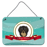 Caroline'S Treasures Longhair Black And Tan Dachshund Merry Christmas Wall Or Door Hanging Prints Bb1523Ds812, 8Hx12W