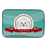 Caroline'S Treasures White Poodle Merry Christmas Dish Drying Mat, 14 X 21