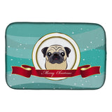Caroline'S Treasures Fawn Pug Merry Christmas Dish Drying Mat, 14 X 21