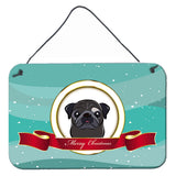 Caroline'S Treasures Black Pug Merry Christmas Wall Or Door Hanging Prints Bb1573Ds812, 8Hx12W