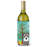 Caroline'S Treasures Christmas Tree And Schnauzer Wine Bottle Koozie Hugger, 750 Ml, Multicolor